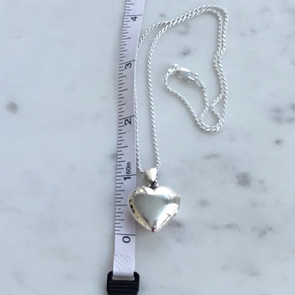 Sterling Silver Puffed Heart Locket Necklace - Picture 12 of 16